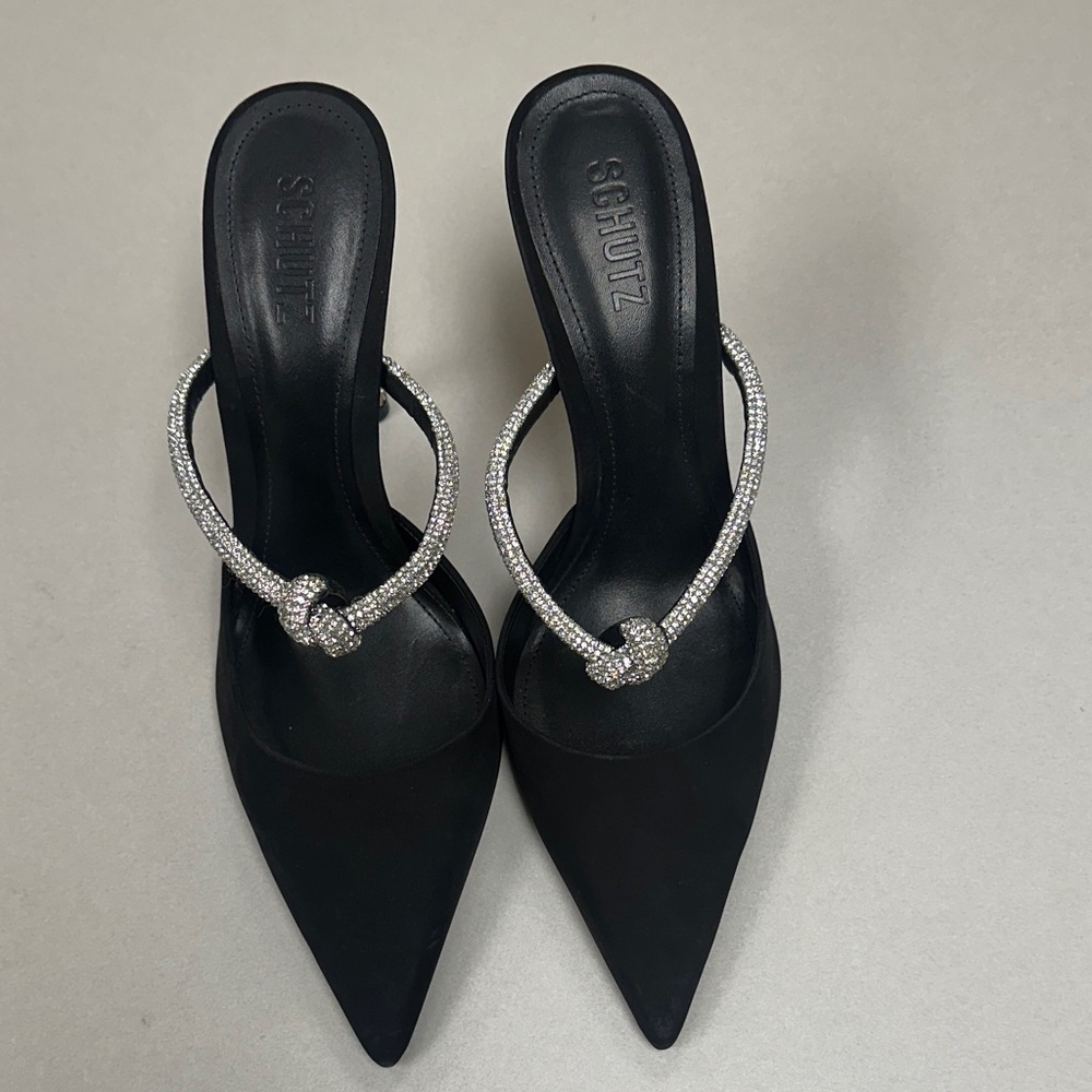 Schutz Black Heels with Silver Embellishments NWB